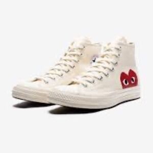 Converse x PLAY Comme des Garçons Chuck 70 Hi Top Sneakers Shoes 6.5 Whit…